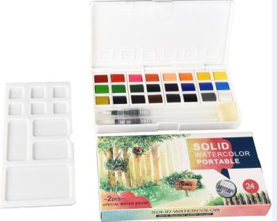 China 24 Colors Artist Watercolor Paint Set High Quality Acrylic Paints With Free Brush For Drawing 18X8.5X2.4CM for sale