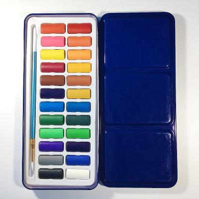 China Wide Color Selection Artist Quality 24 Watercolor Paints Set With Brush Pen Solid Watercolors for sale