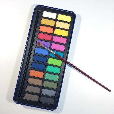 China Factory wholesale cheap 12 color water color iron wide box color selection with brush pen for sale