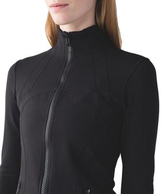 China 2020 Cuff Design Black Women Yoga Jacket Single Running Wear Zipper QUICK DRY Long Sleeve for sale