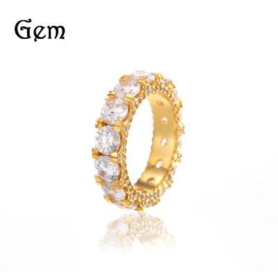 China Vintage Hip Hop Men's New Zircon Ring Claw Set AAA Zircon Ring 18K Gold Plated Jewelry for sale