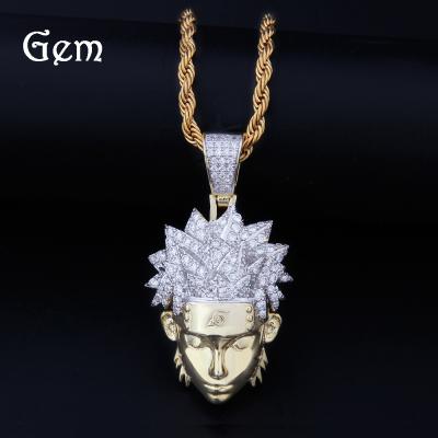 China Vintage Hip Hop Uzumaki Naruto Trendy Plating 14K Gold Zircon Pendant Two Tone Stone Like 3D Pendant for sale