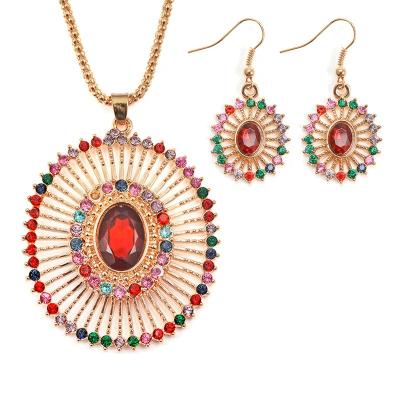 China New BOHEMIA Style Necklace Earrings Combination Bohemian Jewelry Set Female Exquisite Exaggerated Gemstones for sale