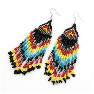 China 2021 New Hyperbole Long Tassel Earrings Bohemian Earrings Retro Exaggerated Ethnic Style Women's Earrings for sale