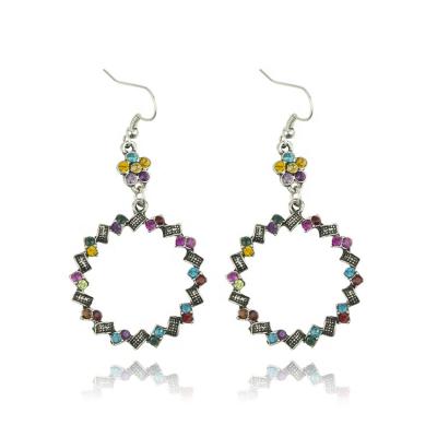 China BOHEMIA Fashion Bohemian Color Diamond Circle Earrings Wholesale for sale