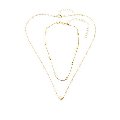 China 2021 wholesale custom hot sale fashion metal double metal fashion necklace simple gold clavicle pendant necklace for sale