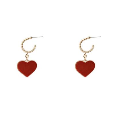 China High quality fashion ladies red heart-shaped simple dangle earrings wholesale romantic DIY earrings for sale