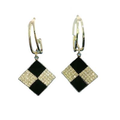 China Korean style square earrings s925 style personality simple silver zircon diamond alloy earring clip for sale