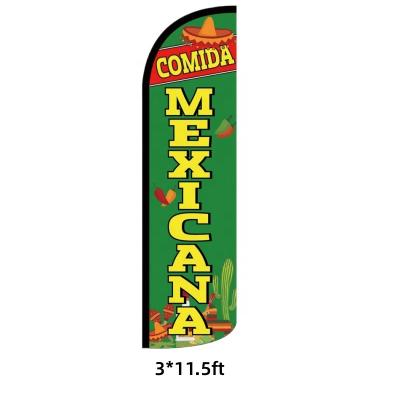 China Outdoor Advertising Display Bestselling Customization Green Beach Flag comida mexicana promotional flags roll up party flags banners for sale