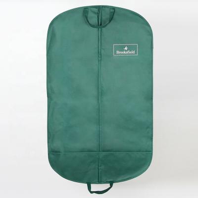 China Custom Reclycled Factory Price Green Suit Cover Foldable Nonwoven Garment Bag With Logo for sale