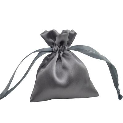 China Small Reclycled Silver Satin Drawstring Pouch for sale