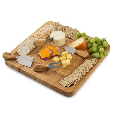 China Amazon Stocked Hot Selling Bamboo Cheese Board With Cutlery Knife Set for sale