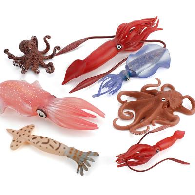 China Realistic Educational 7 PCS Squid Octopus Sea Animal Figures Set for Imaginative Play for sale