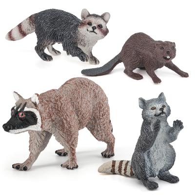 China Wildlife Animal Figures Model Speelgoed Raccoon Beaver Model Speelgoed Speelgoed Voor Jongens Meisjes Kinderen Te koop