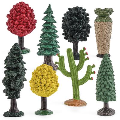 China 8 PCS Mini Plant Figures Playsets Maple Elm Juniper Palm Pine Cactus Redwood Tree Model Toy Collection Party Favors Toys for sale