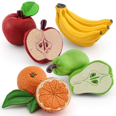 China Mini Plant Figures Playsets 4 PCS Realistic Apple Pear Orange Banana Model Toy Collection for sale