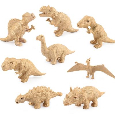 China Educational Plastic Cretaceous 8 PCS Mini Golden Dinosaur Action Set Encourages Imaginative Play for sale