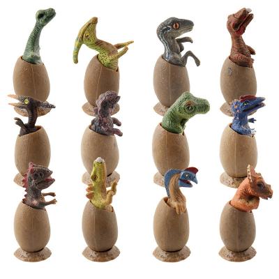 China 12 PCS Mini Dinosaur Egg Figure Set Hand Painted Realistic Multi Colored Jurassic Age Figure Toy for sale