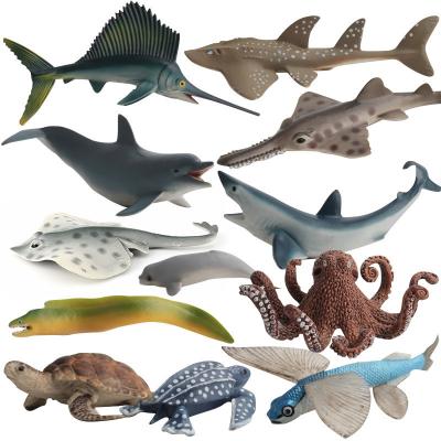 China Plastic Sea Animal Figure Toy Set with Shark Dolphin Octopus Turtle Realistic Details ASTM F963 Compliant for sale