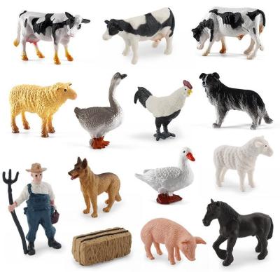 China Finely Sculpted And Hand Painted 14 PCS Farm Animals Figures For Imaginative Play for sale