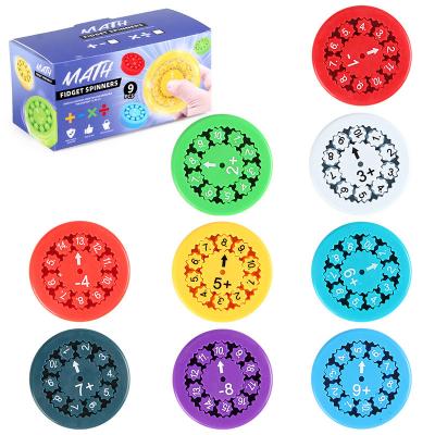 China Multicolor Math Fidget Spinner 9 PCS Numbers Addition Subtraction Collection for Kindergarten for sale