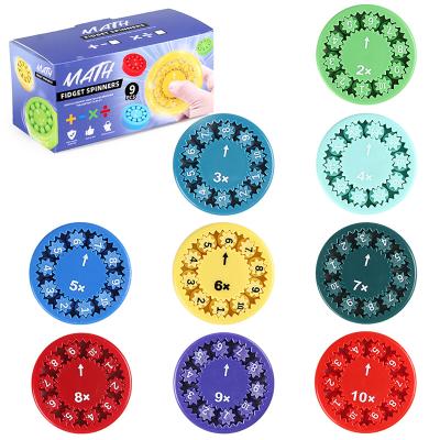 China Math Fidget Spinner Collection 9 PCS Numbers Multiplication Division for Kindergarten Learning for sale