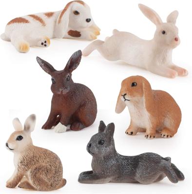 China 6 Cute Farm Animal Figurines For Kids - Rabbit Birthday Cake Toppers Easter Toys for sale