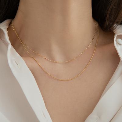 China Stainless Steel 18K Gold Double Layered Clavicle Chain Female Lip Chain CLASSIC Thin Round Chain Does Not Fade for sale