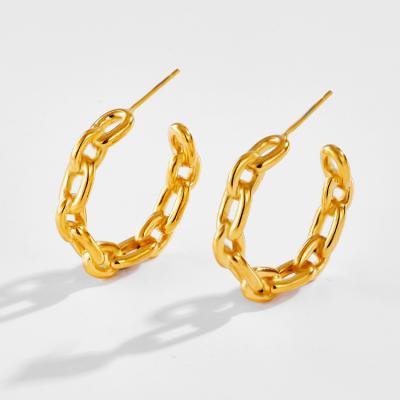 China FASHIONABLE Chain C Earrings Stainless Steel 18K GOLD PLATED EARRINGS European and American Style Thick Earrings for sale