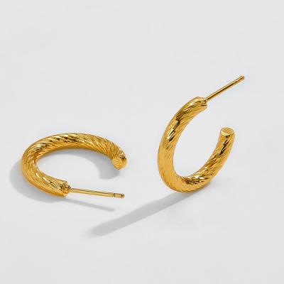 China FASHIONABLE Metal Irregular Curved Earrings Coil Earrings Women's Vintage Texture Circles Jewelry 18K Gold Plated for sale