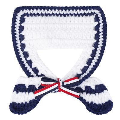 China Navy Stocked Style Knitted Collars Dog Bib Adjustable Pet Scarf Cotton Dog for sale