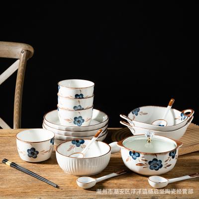 China INS Ceramic Dishes Factory Stock Dish Set Japanese Household Sustainable Combination Hand Painted Wind Dishes for sale