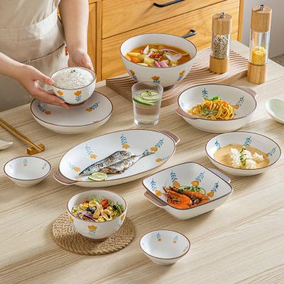 China Sustainable Household Ceramic Simple Japanese Dish Set Soup Bowl Soup Bowl Splint Nordic Wholesale for sale