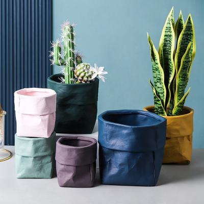 China Central Institute of Statistics Flowerpot Cactus Personality Creative Household Plant Flowerpot Bag Paper Packaging Nordic Ceramic Green Plant Potted Large Capacity for sale