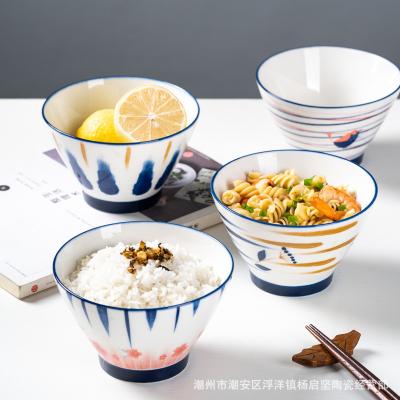 China Custom Viable Colored Porcelain Pho Cereal Noodle Japanese Ramen Serving Soup Set 5 Inch Ceramic Bowl for sale