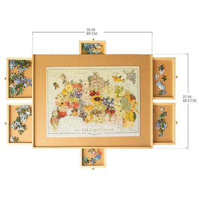 China 1500 Pieces Traditional Jigsaw Puzzle Portable Wooden Game Table With Trays And Cover for sale