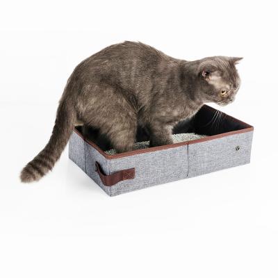 China Portable Cat Litter Box for Moving, Foldable Viable and Leakage Cat Travel Litter Pan Free for sale