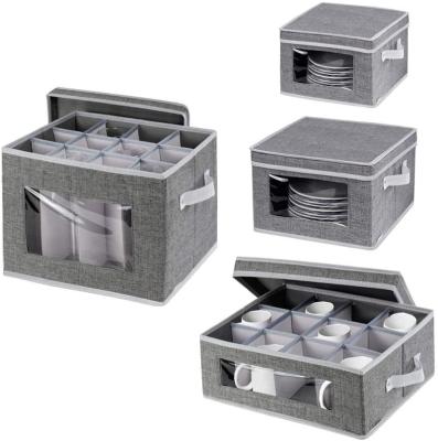 China Modern Foldable And Portable Tableware Storage Containers With Side Handles for sale