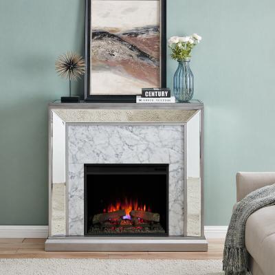 China Modern 111cm Mirrored Fireplace 44inch Electric Mirror Fireplace Insert Mantel Indoor for sale