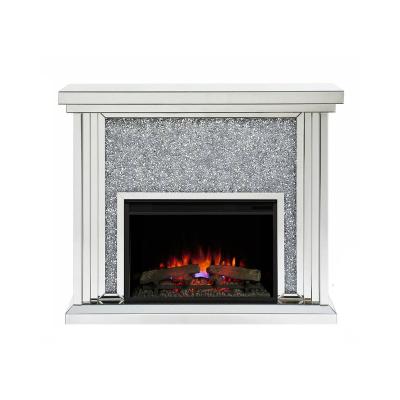 China Indoor Tempered Glass Diamond Crush Mirrored Electric Fireplace Mantel for sale