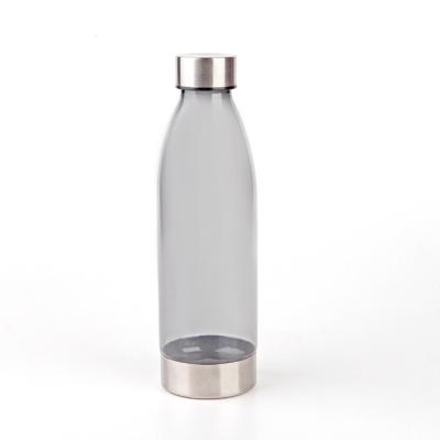 China High Quality New Design 22oz Sports PET BPA Free Reusable Water Bottle With Stainless Steel Base And Cap for sale