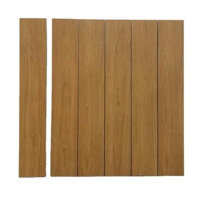 China Glazed balcony floor tiles living room bedroom 150*900 wooden edge metallic ceramic straight grain tile solid wood tile for sale