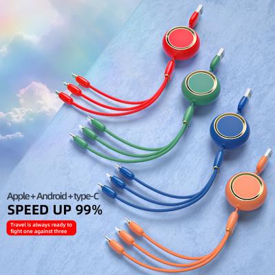 China Band 3 in 1 New Design Retractable USB Cable 3A USB Portable Fast Charging Cable Customized Logo for sale