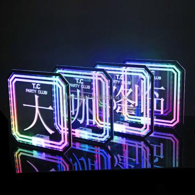 China Beautiful Colorful Alphabets Sign Rechargeable LED Letters Board Display Holder Shield Drinking License For Nightclub Bar Lounge Party for sale