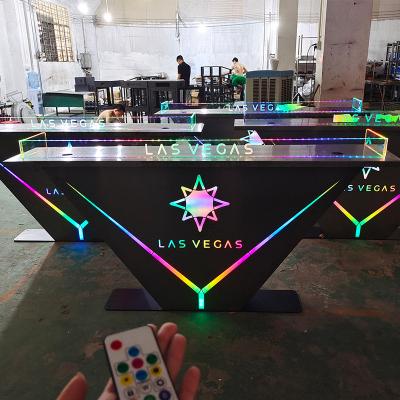 China Nightclub Viable Private Illuminated Mobile Iron Table DJ Bar Table KTV Party DJ Room Acrylic Mobile LED DJ Table for sale