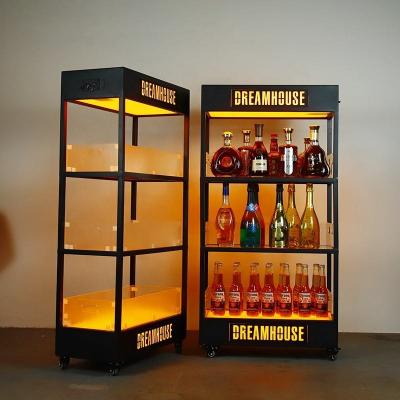 China Viable Bar KTV Rack Shovels A Boxed Luminous Movable Cabinet Wine Cabinet Champagne Cabinet Foreign Wine Display Beer Soda Wine for sale