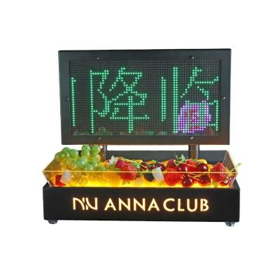 China Metal Material Baking Varnish Roller Display Screen Fruit Snack Cookie Dish LED Barware Disposable Food Serving Tray Nightclub Party for sale