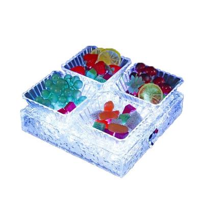 China Viable Acrylic Fruit Vegetable Dish LED Tray Fruit Organizer Dish Restaurant KTV Wedding Party Bar Nightclub Supplies for sale