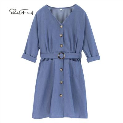 China Anti-Static Hot Sales Fashion Slim Dresses Summer Custom Made Party With Belt Casual Dresses for sale