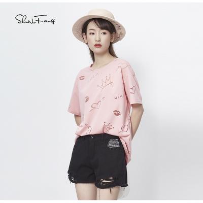 China New Style Breathable Designer T-shirt Printing Short Sleeve T-shirt Luxury Women's T-shirts for sale